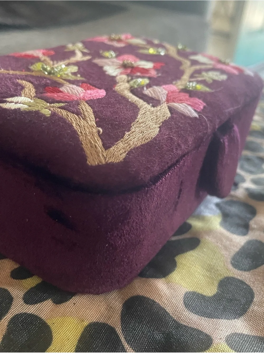 Velvet Jewelry Organizer Case in Deep Burgundy